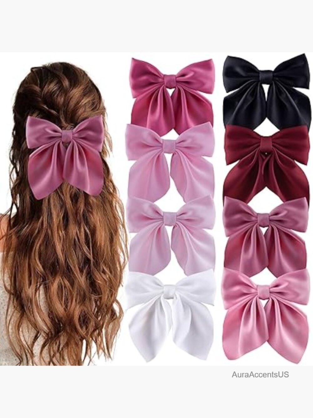 8 Short Tail Bow Hair Clips Small Alligator Barrettes Cute Hair Accessories for